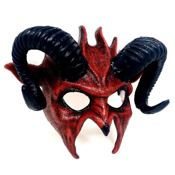 Krampus Ram Goat Demon with Horns Devil Halloween Masquerade Masks Party Mask - Picture 3 of 4